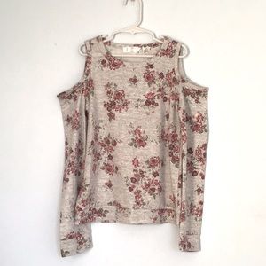 Floral off the shoulder long sleeve top